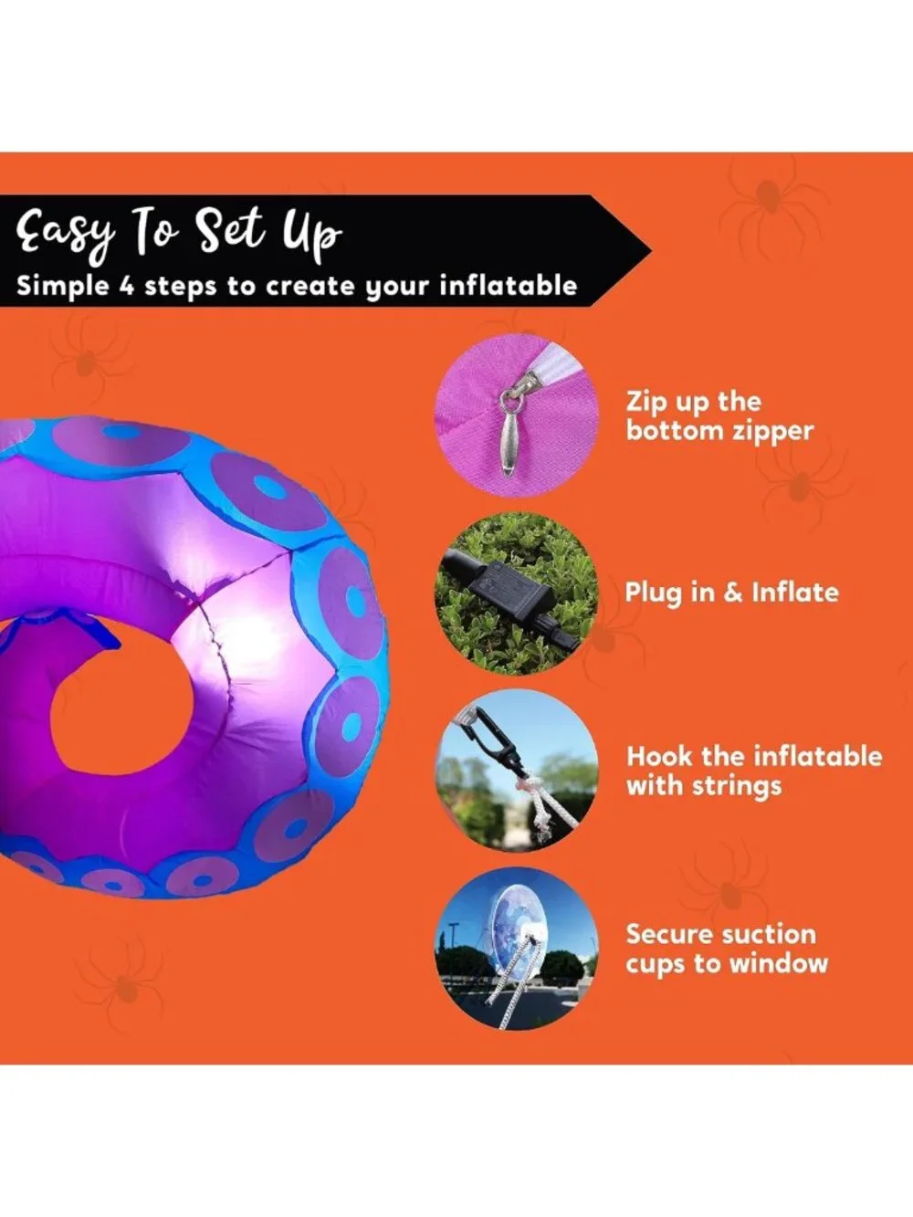 3 Pcs Halloween Inflatables - LED Octopus Tentacle Decorations for Outdoor Lawn